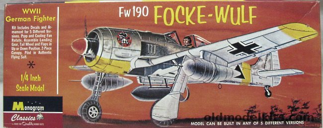 Monogram 1/48 Focke-Wulf FW-190 - A-8/R-3 - A-7/R2 - A7/R3 - A-5/U8 - A-8/R1 - A-5/U3 Tropical, 85-0107 plastic model kit